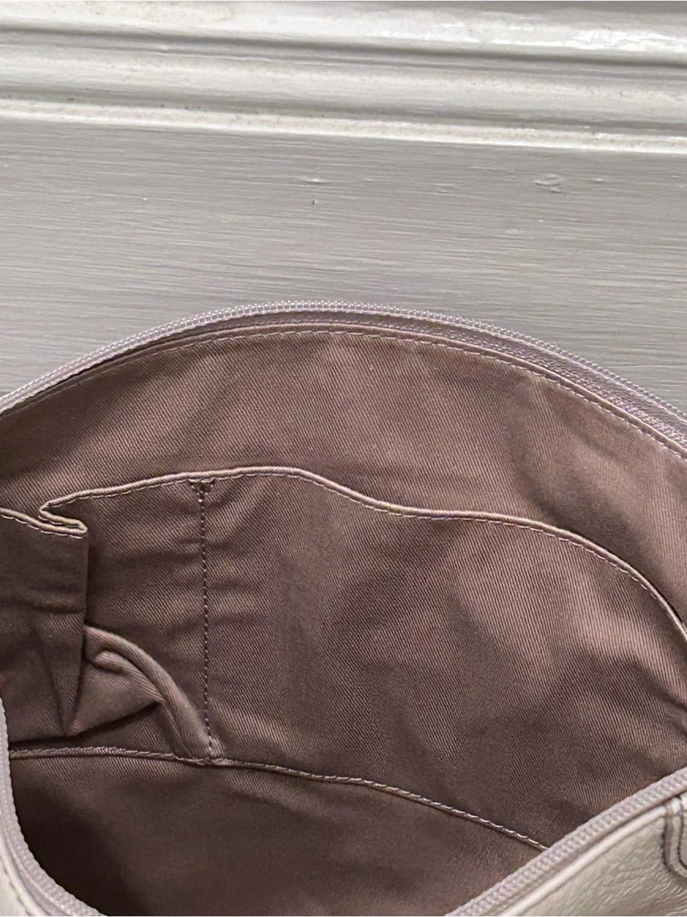 FOSSIL Karli Hobo Crossbody Gray Pebbled Soft Leather Or Shoulder Handbag